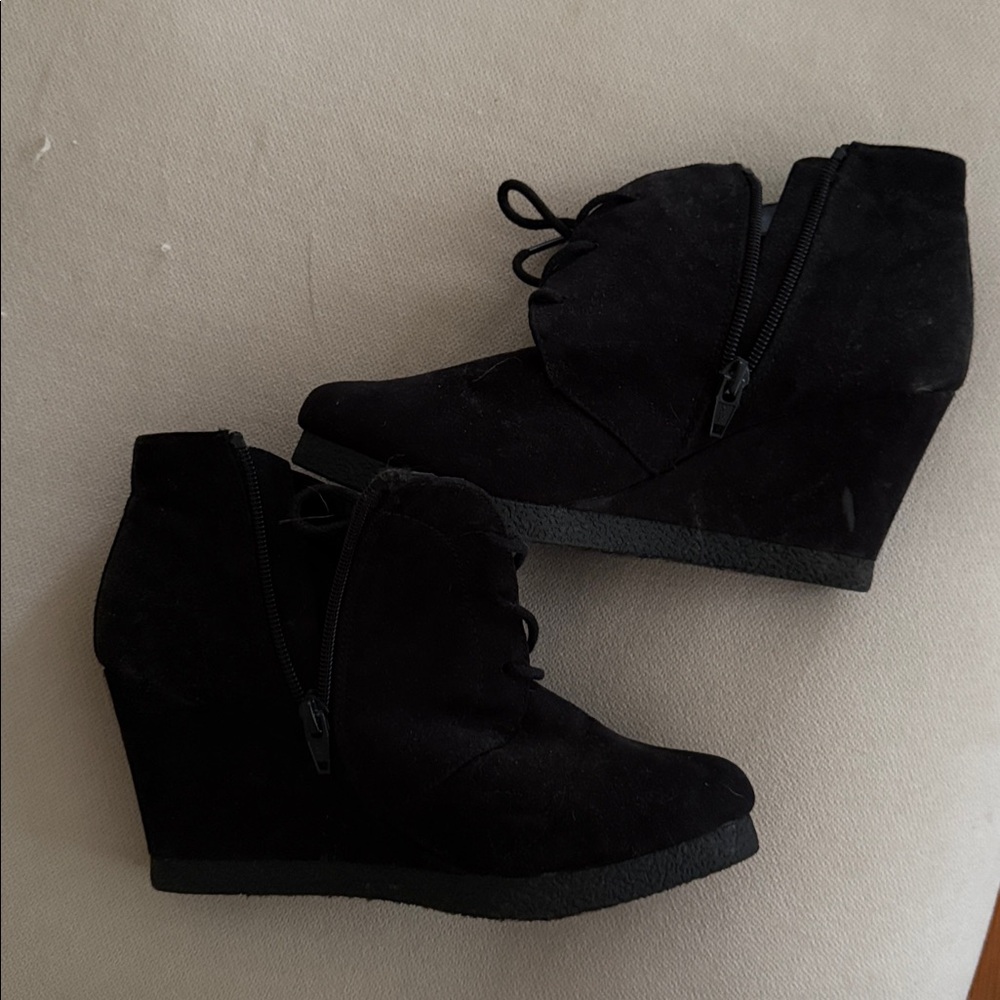 Merona Black wedge heeled booties